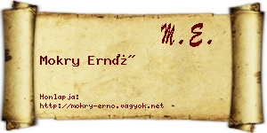 Mokry Ernő névjegykártya